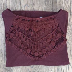 NWOT Charlotte Russe Boho Knit Lace Top Size XL